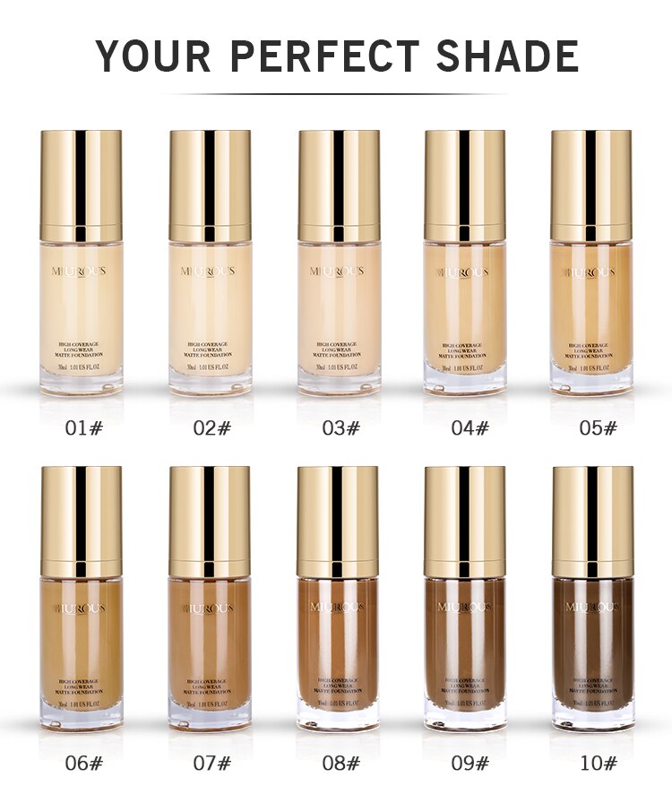 Popularly Sold High-Coverage, Long-Lasting Matte Foundation with 10 Natural Shades for a Perfect Matte Finish