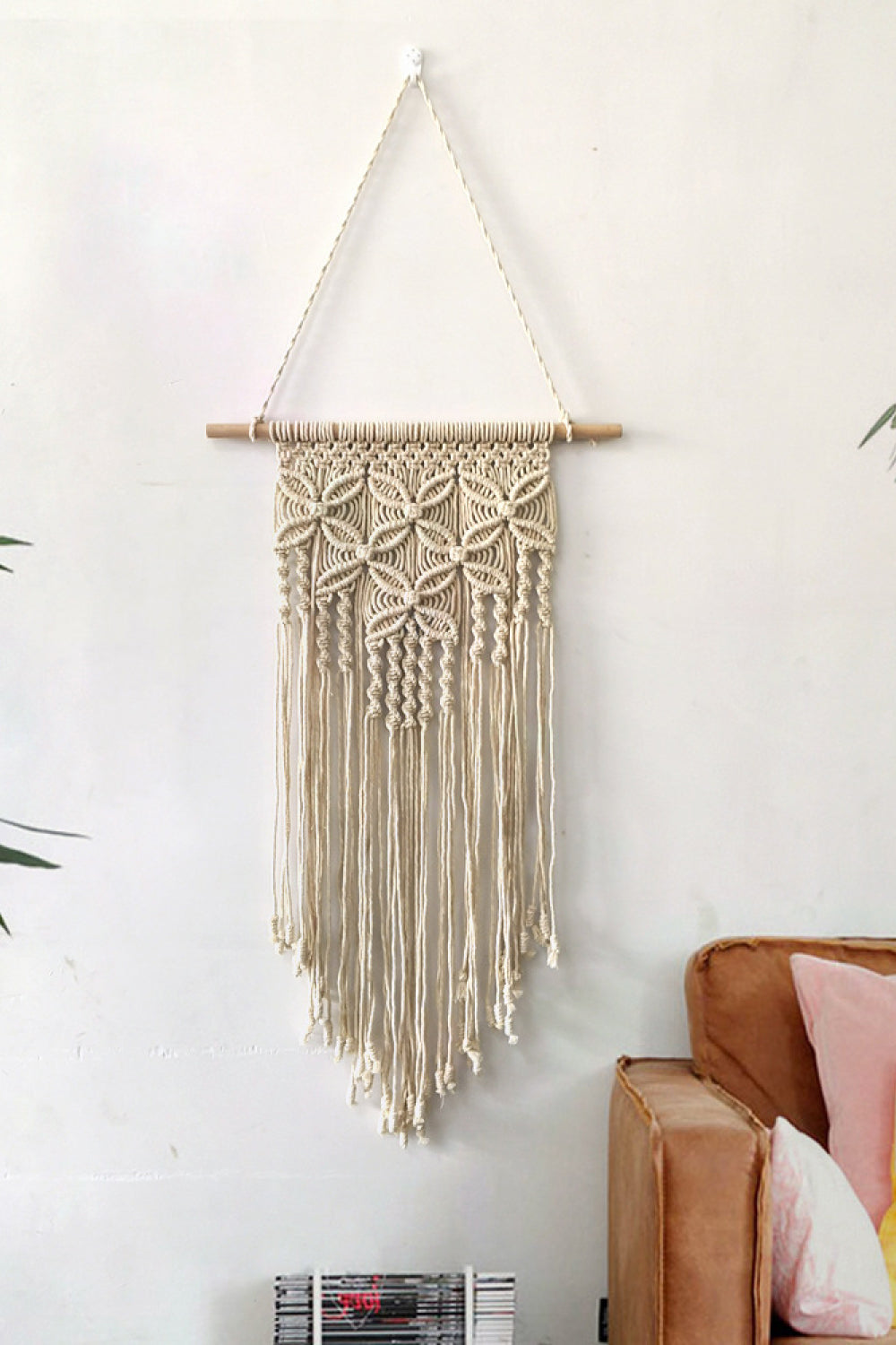Fully Handmade Macrame Cotton Wall Hanging Decor with Sticks