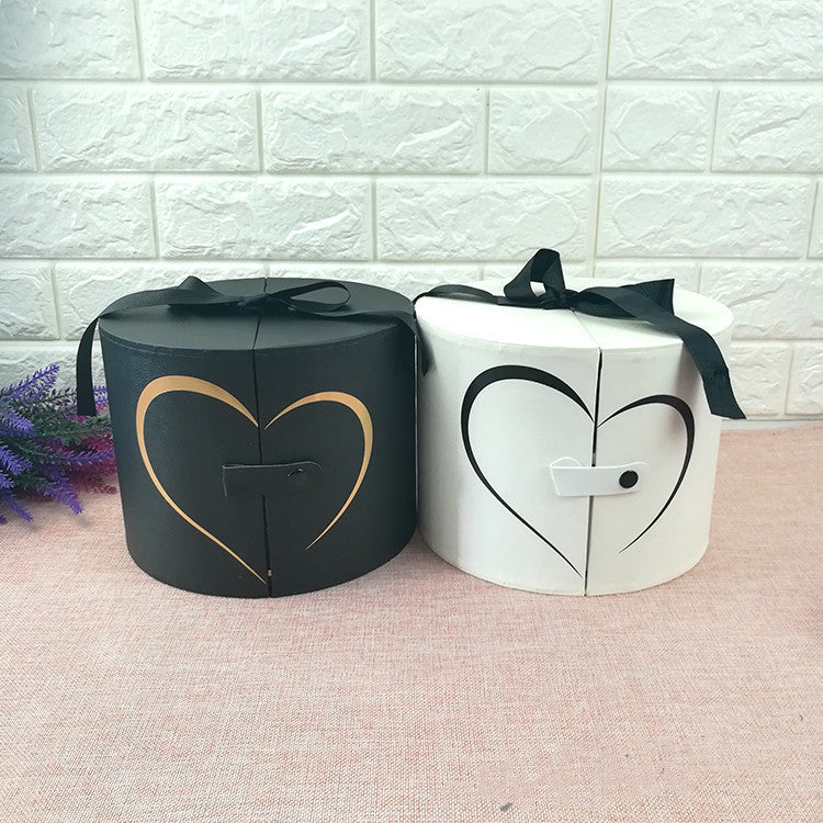 Valentine's Day Round Paper Gift Box with Side Opening for Presents