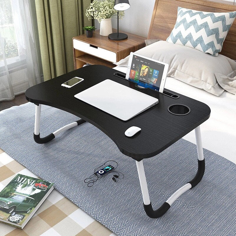 Portable Foldable Wooden Laptop Desk for Bed, Sofa, and Study