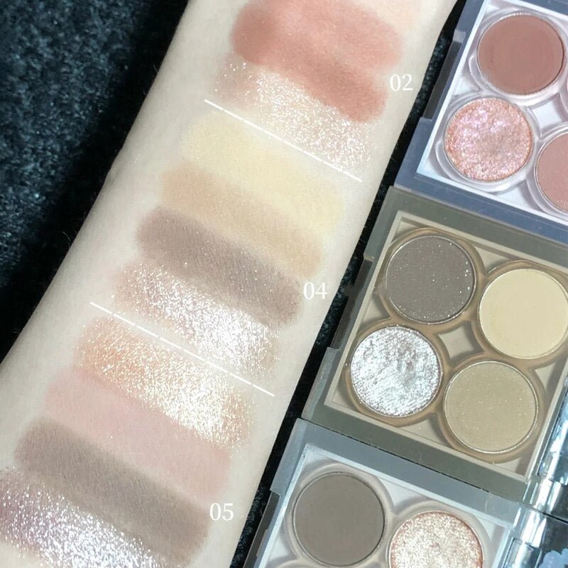 FLORTTE Four - color Water Ripple Eyeshadow Palette with Pendant - A Long - lasting, Waterproof and Shimmer - Matte Eye Makeup Cosmetic