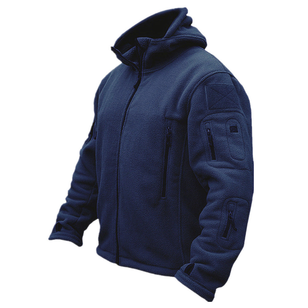 Men's Outdoor Cold-Resistant Fleece Lined Sweater Style Shell Jacket for Winter Warmth