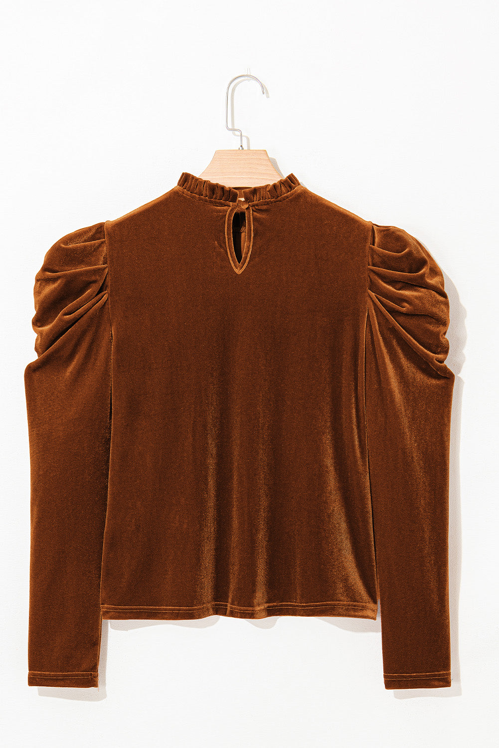 Fashionable Frilled Mock - Neck Puff - Sleeve Women's Blouse
