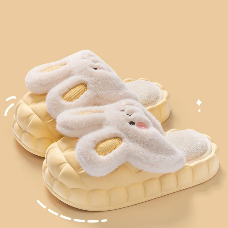 Adorable Rabbit - themed Fuzzy Winter Slippers for Women - Detachable and Washable Indoor House Shoes
