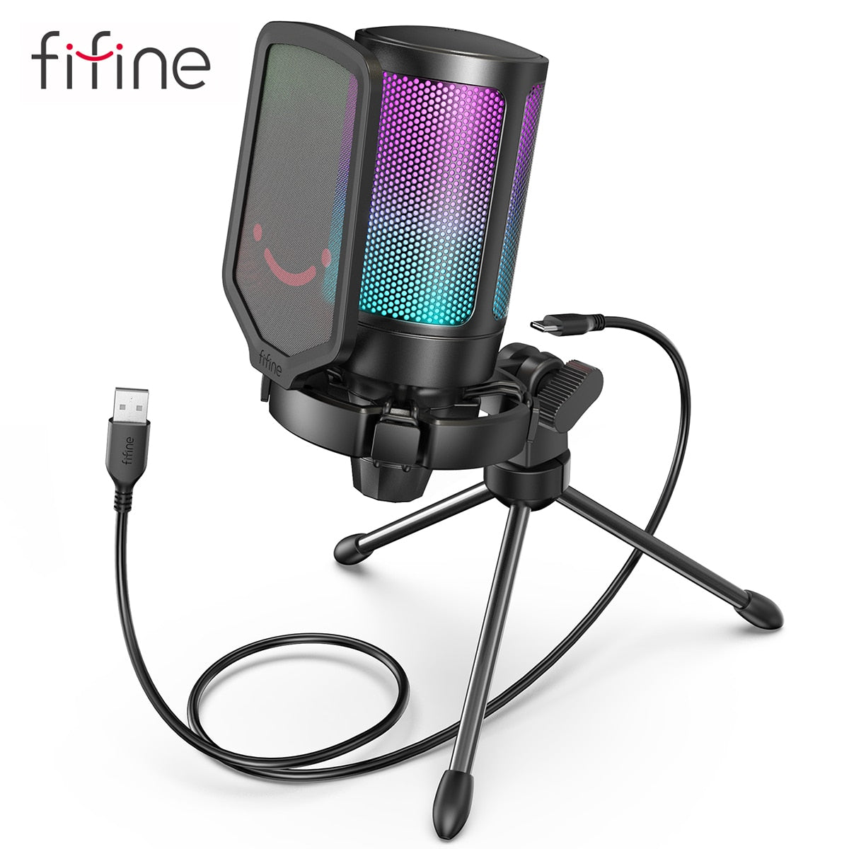 FIFINE A6V Condenser USB Microphone Kit with Pop Filter for Gaming & Streaming on PC/MAC