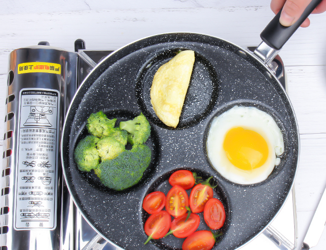 Nonstick 4-Cup Egg and Pancake Frying Pan for Gas Stove and Induction Cooker
