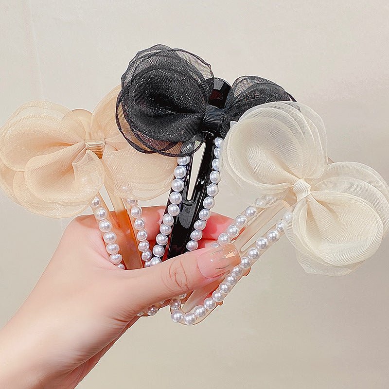 Stylish Fashionable Mesh and Artificial Pearl Decorated Acrylic Hair Clip for Women