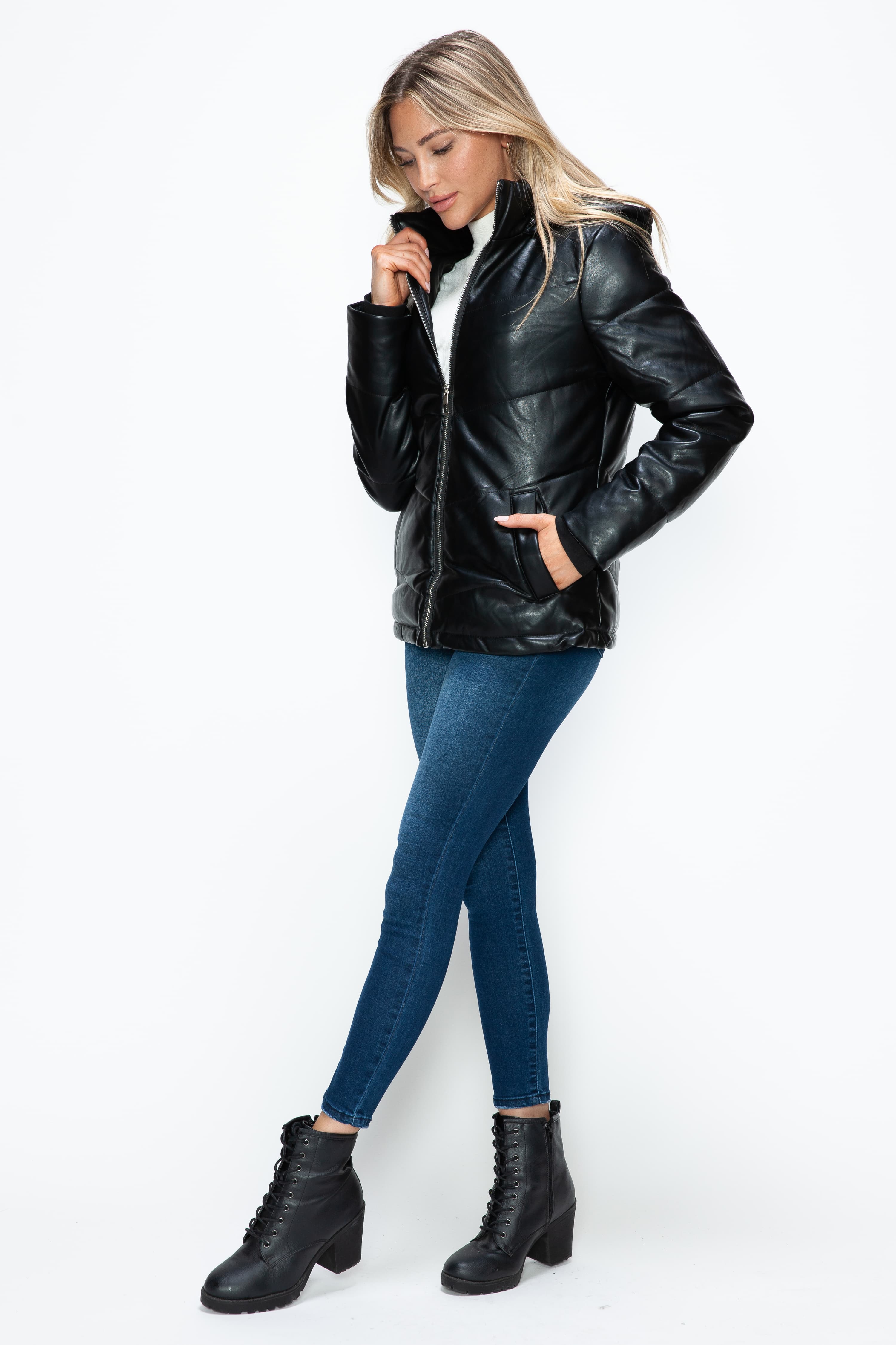 Versatile Pocketed Zip-Up Puffer Jacket with Detachable Hood