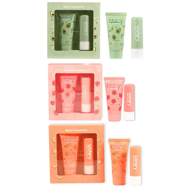 Heng Fang Shi Jing Avocado, Strawberry, and Peach Hand Cream and Lip Balm Set for Moisturizing Students