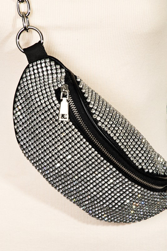 Glamorous Pave Rhinestone Small Crossbody Fashion Bag
