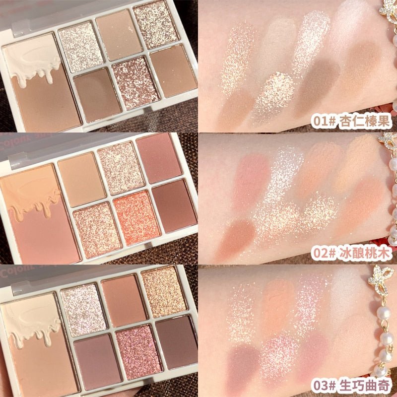 Xixi Glittery 7 - Color Eyeshadow Palette with Matte and Shimmer Finishes for Long - Lasting, Waterproof, and Eye - Brightening Makeup Cosmetics