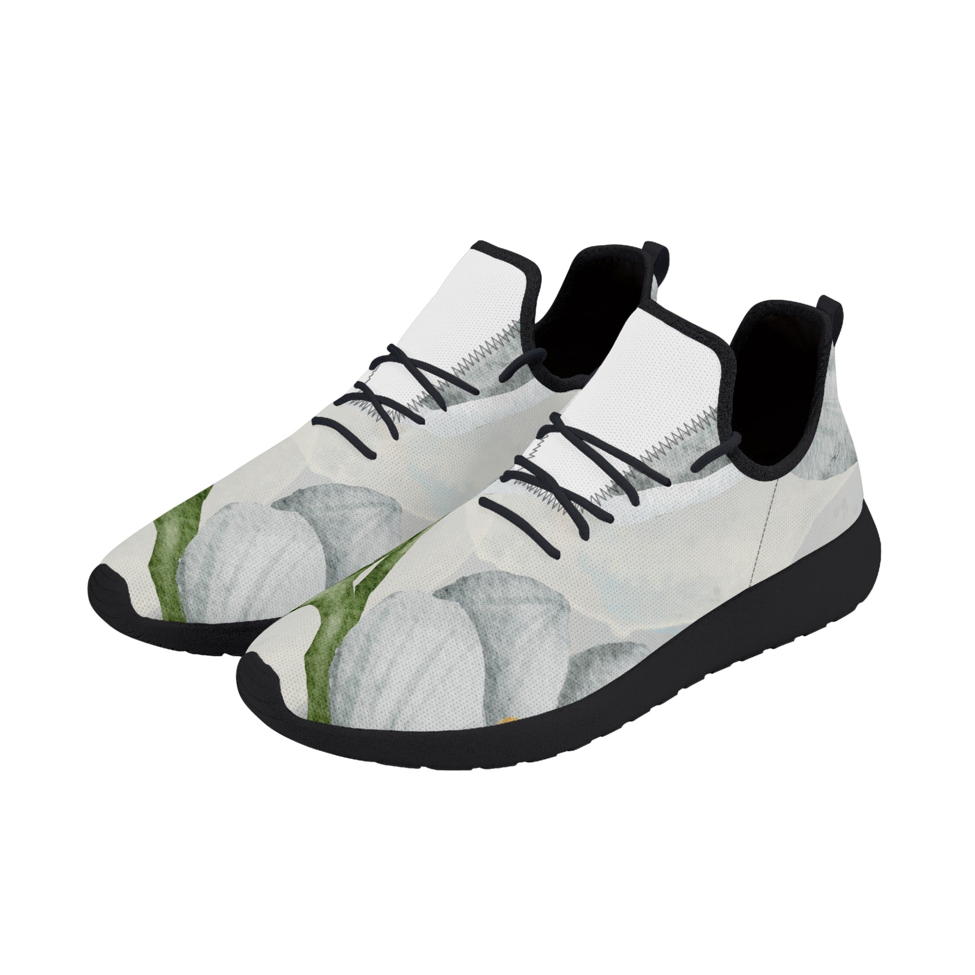 Men's Fashionable New Gray Soft Floral Mesh Knit Athletic Sneakers Designed by Dunbi