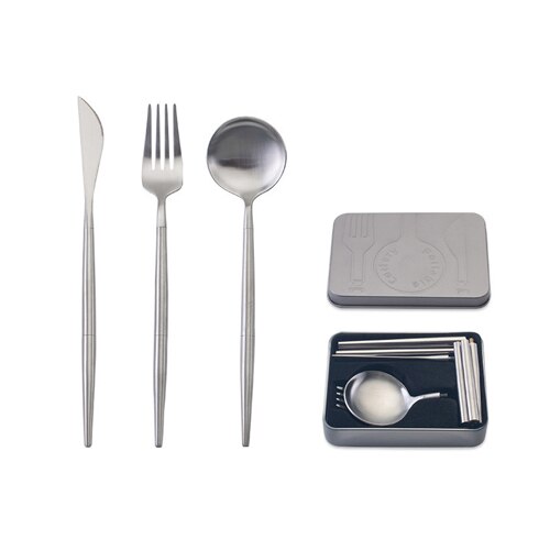 UKCOZY Pocket-Sized Portable Stainless Steel Dinnerware Set for Cake, Dessert, and Steak - Splittable Tableware Cutlery Ideal for Various Occasions