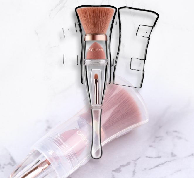 All - in - One Three - Function Makeup Brush Set for Powder, Paint, and Foundation Application