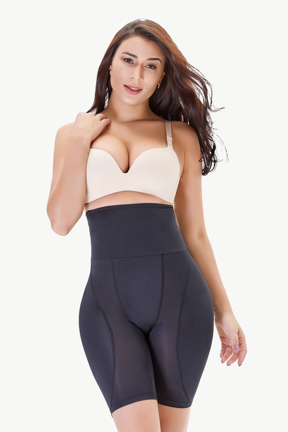 Full-Size High-Waisted Elastic Pull-On Shaping Shorts for a Slimmer Look