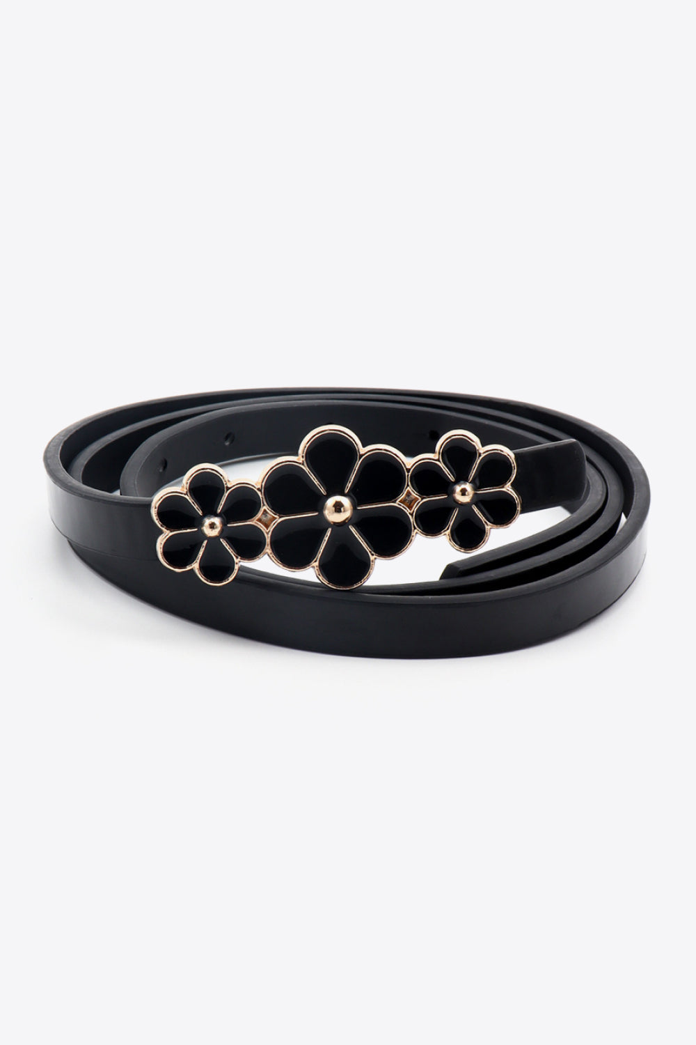 Stylish Flower - Embellished Skinny PU Imported Belt