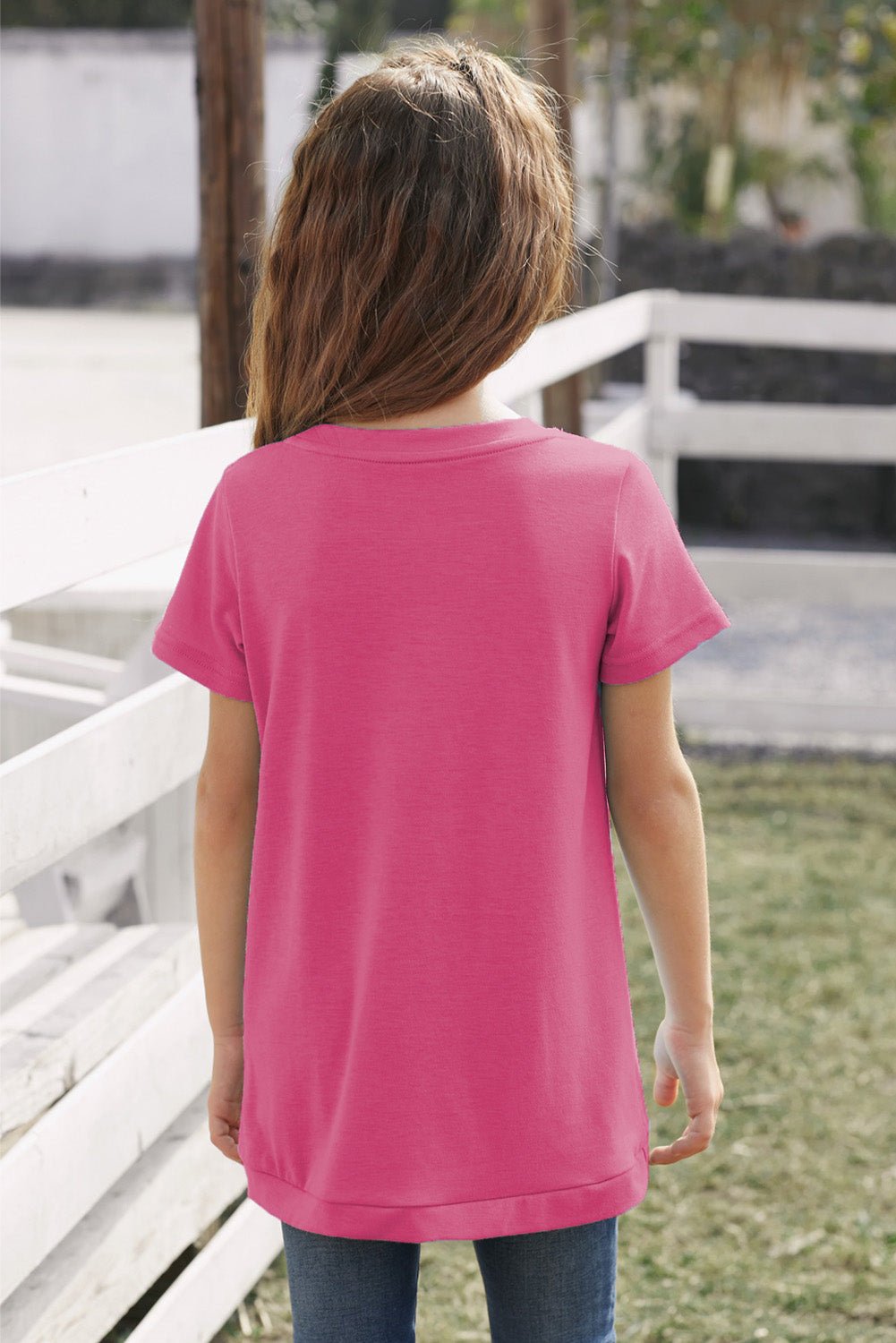 Stylish Girls' Summer Buttoned T-Shirt with Tulip Hem
