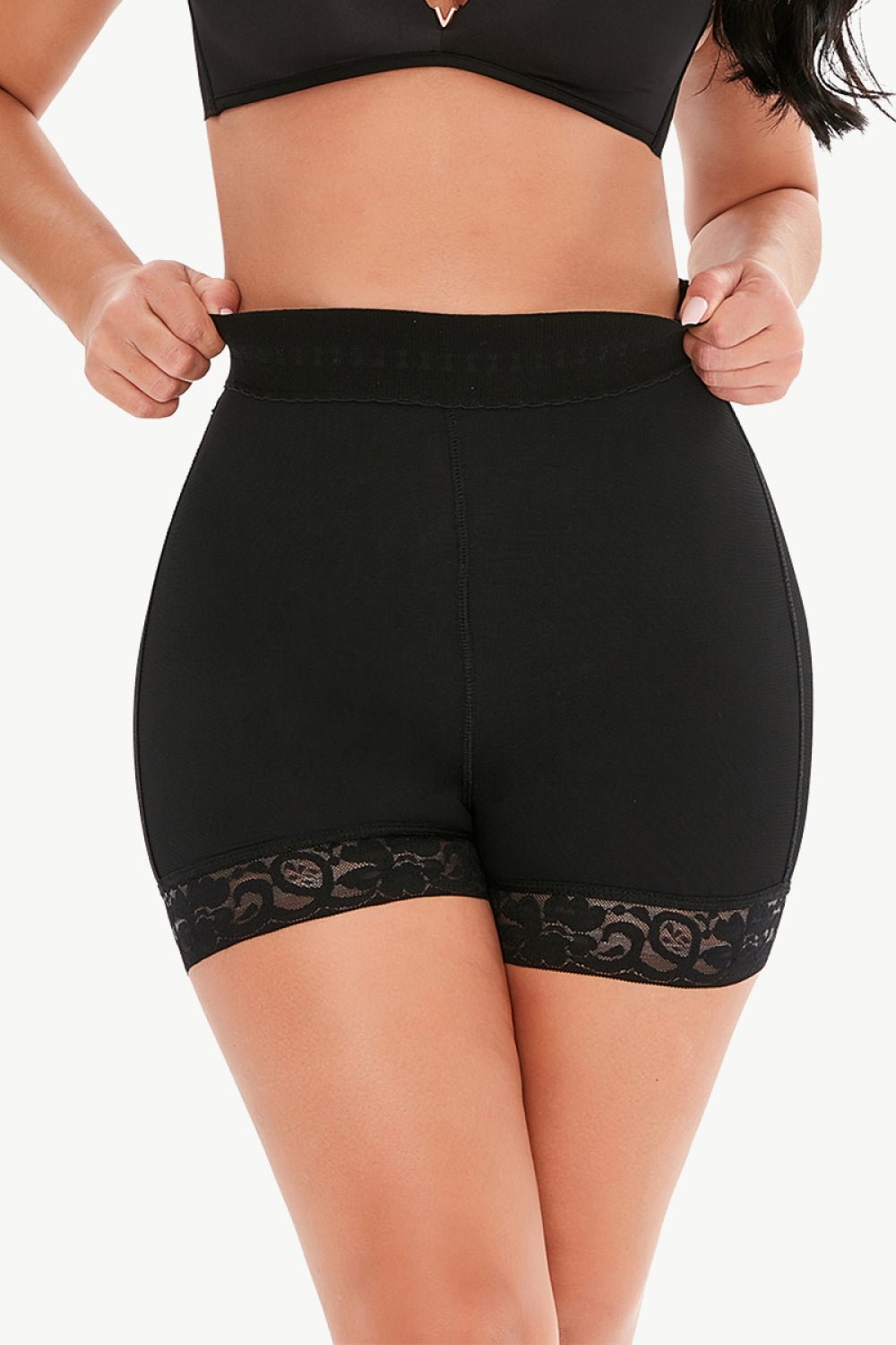 Full-Size Lace-Trimmed Pull-On Shaping Shorts for a Sexy Look