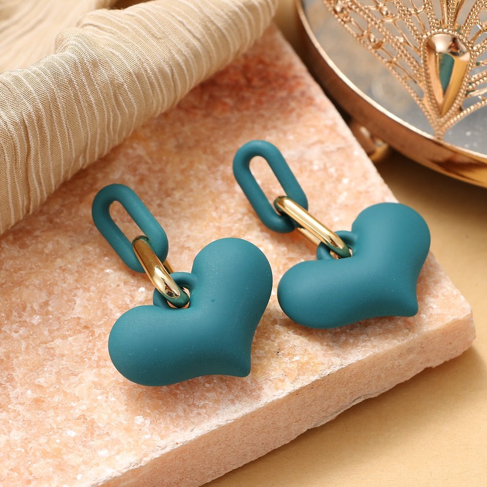 Fashionable Geometric Drop Earrings for Women Made of Acrylic and Zinc Alloy in Black and Turquoise Colors