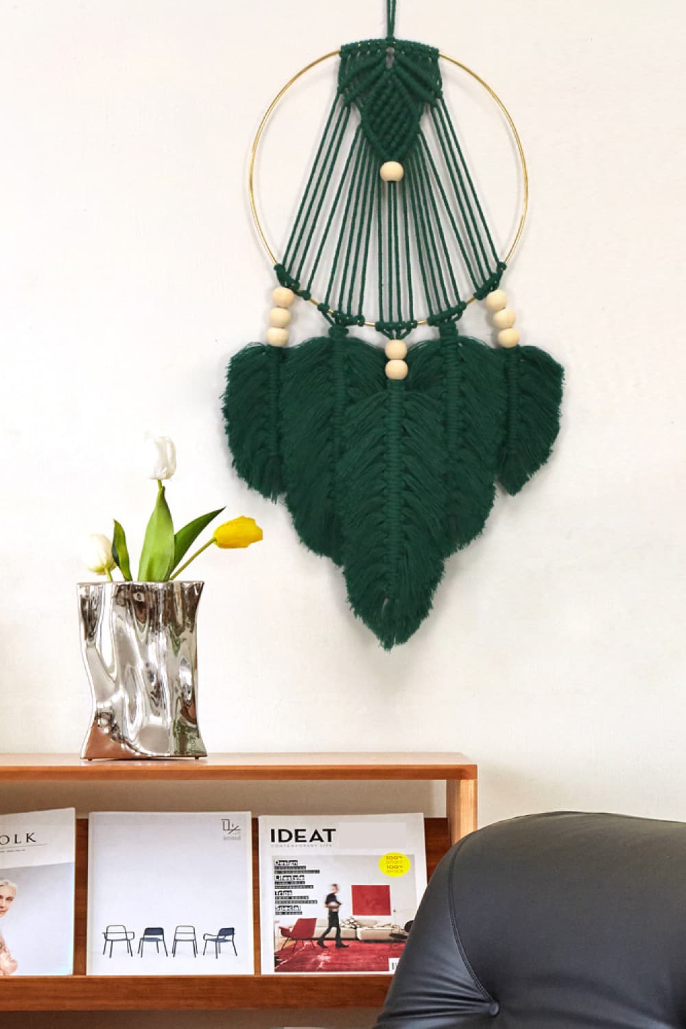 Handmade Feather Cotton Macrame Wall Hanging Decor for Home