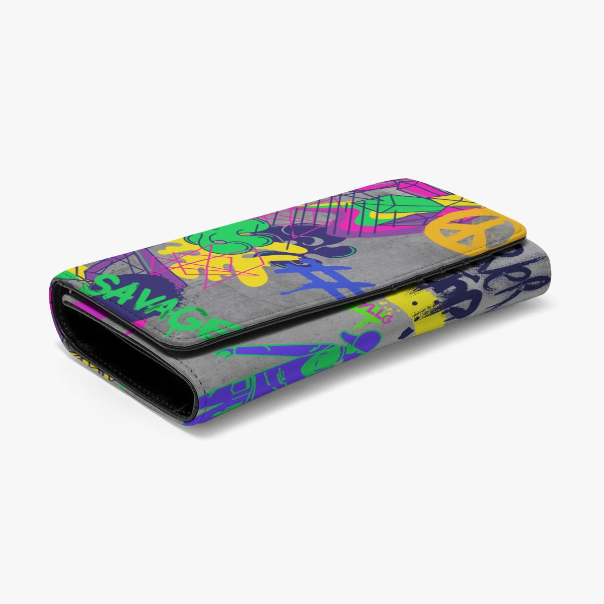 Foldable Graffiti, Paint, and Art-Inspired Spray-Painted Motivational Wallet with 'Don't Give Up' Design (Designed by Dunbi)