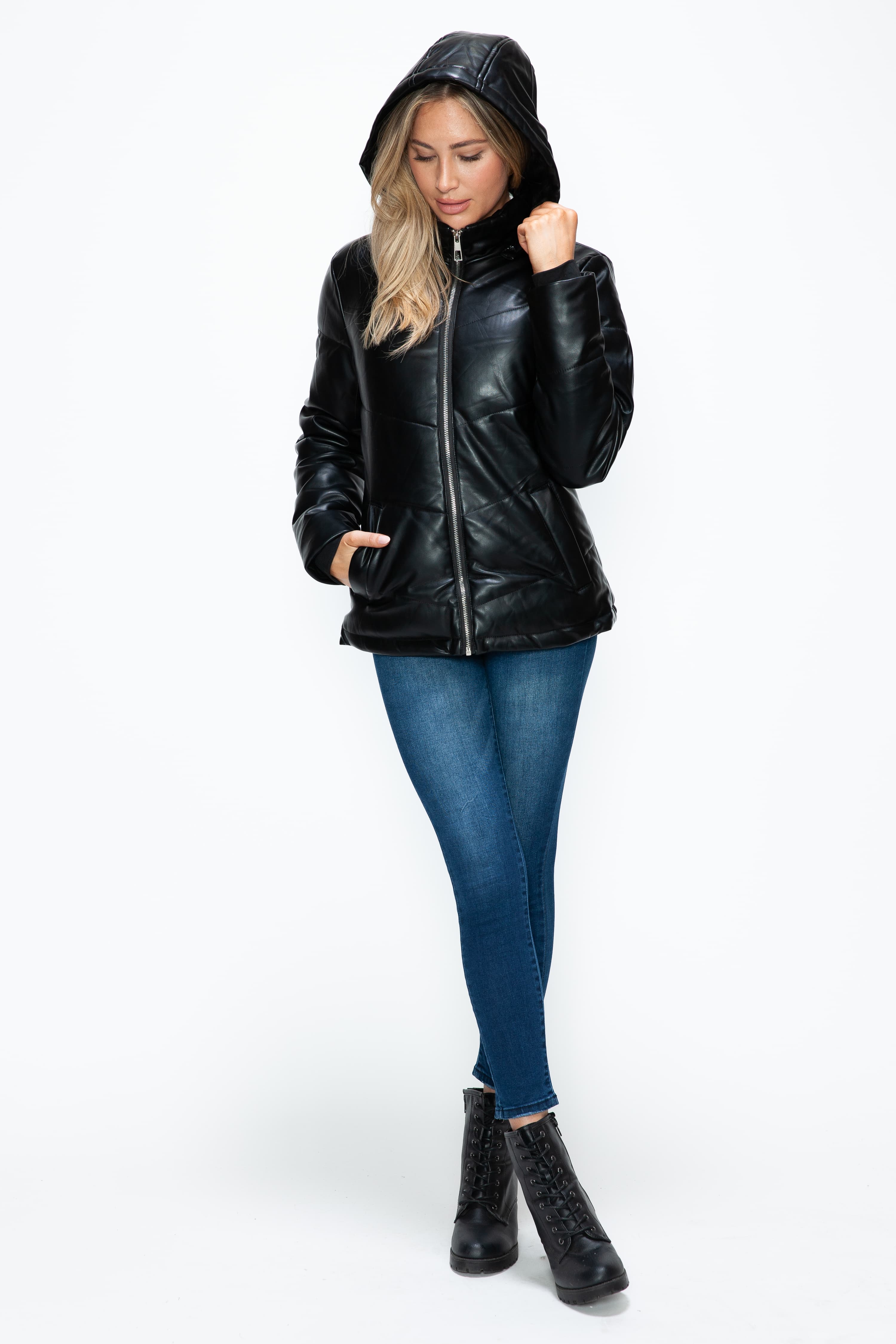 Versatile Pocketed Zip-Up Puffer Jacket with Detachable Hood