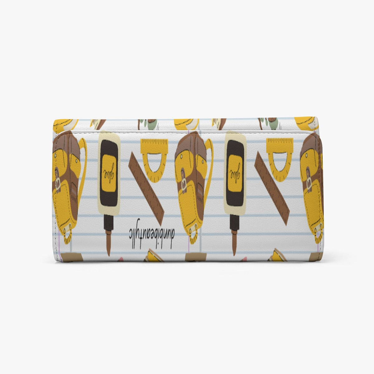 Foldable PU Wallet for Back to School - Ideal for Teachers and Students, Featuring Brown, Gold, Gray Colors and Notebook Paper Design by Dunbi, Along with School Supplies and Backpack Compatibility