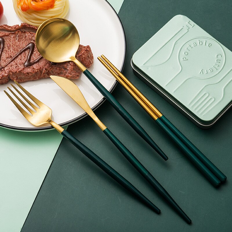 UKCOZY Pocket-Sized Portable Stainless Steel Dinnerware Set for Cake, Dessert, and Steak - Splittable Tableware Cutlery Ideal for Various Occasions