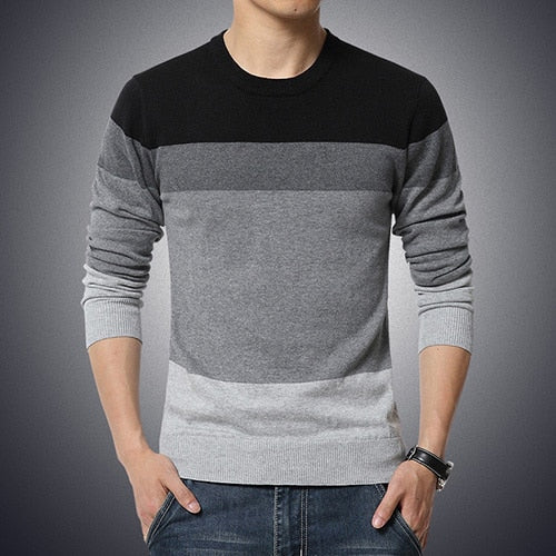 Men's Fashionable Computer - Knitted Pullover Cotton Sweater for Spring and Autumn