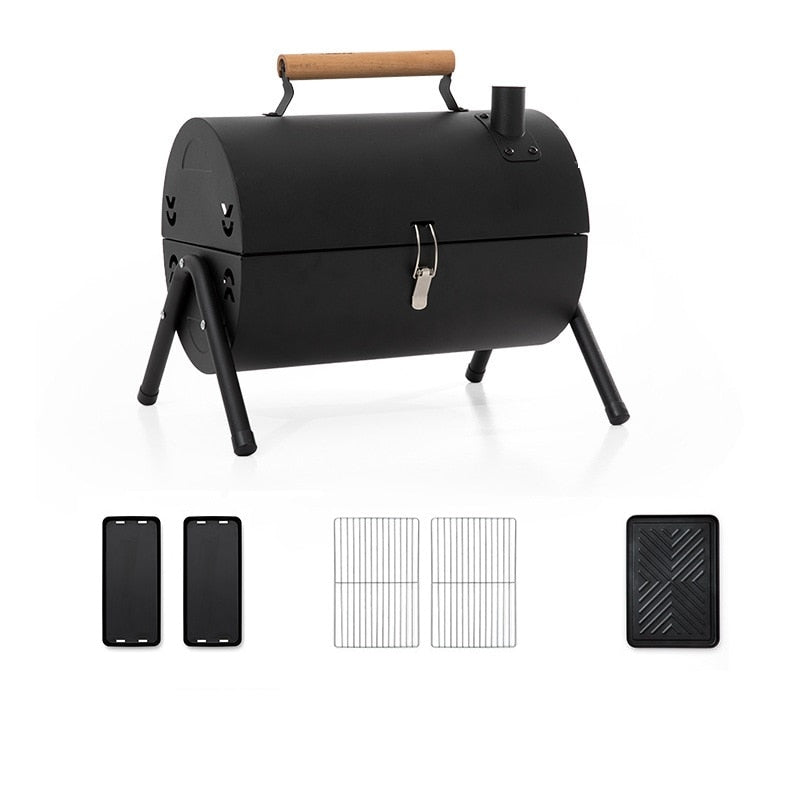 Portable Round Charcoal BBQ Grill Stove Ideal for 2 - 4 People's Patio, Camping, and Picnic Outdoor Cooking