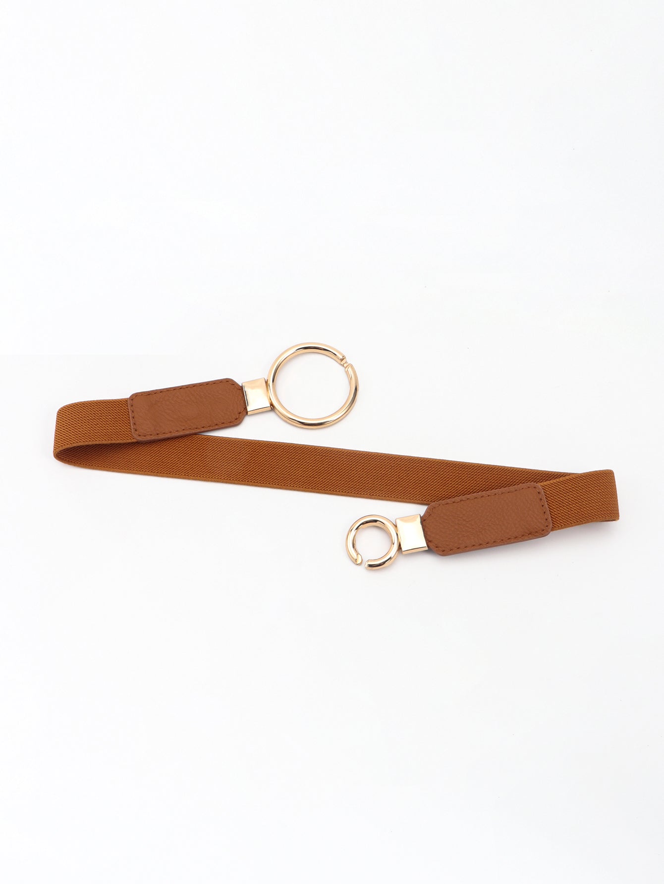 Elastic Double Ring Buckle PU Fashion Belt for Men and Women
