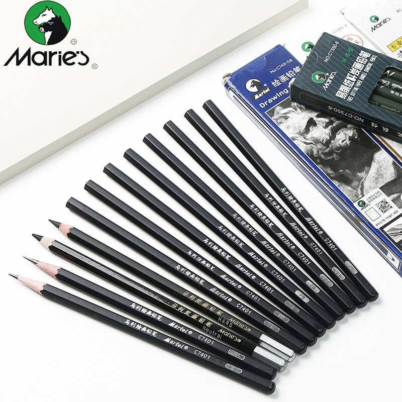 Marie's Charcoal Sketch Pencils: Soft, Medium, Hard for Art & Office Use