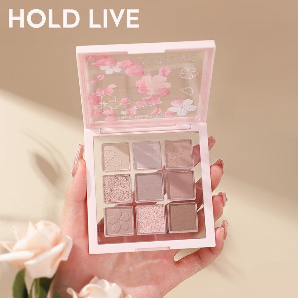 HOLD LIVE Brand New Cherry Blossom-themed 9-color Eyeshadow Palette with Matte and Pearlescent Finishes, Ideal for Beginners, Offering Natural and Long-lasting Eye Makeup Results