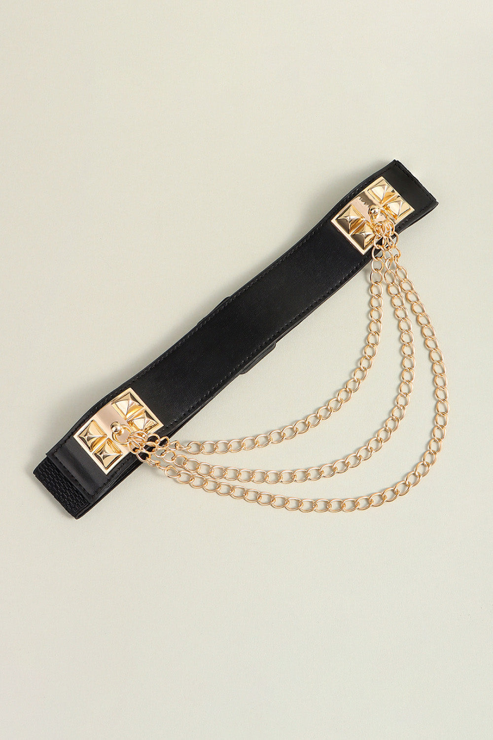 Fashionable Elastic Belt Adorned with Alloy Chain
