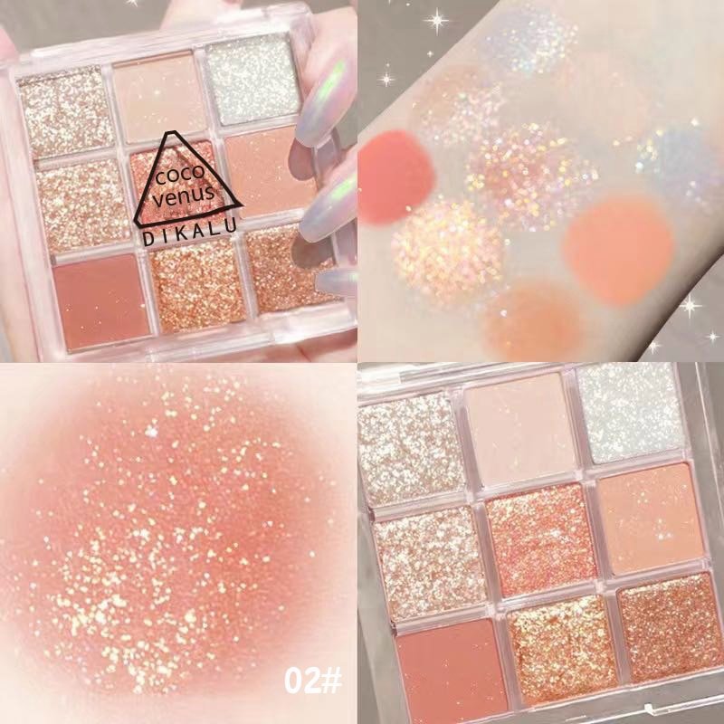 DIKALU Premium Nine - Color Eyeshadow Palette with Rose Pink Hues, Featuring Pearly, Matte, and Glittery Eye Shadows for Stunning Eye Pigments