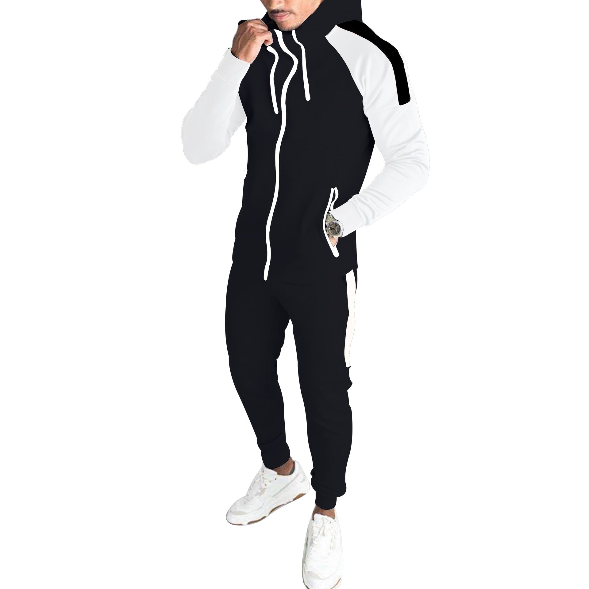 Men's Slim-Fit Zip-Up Jogger Set: Jacket and Sweatpants