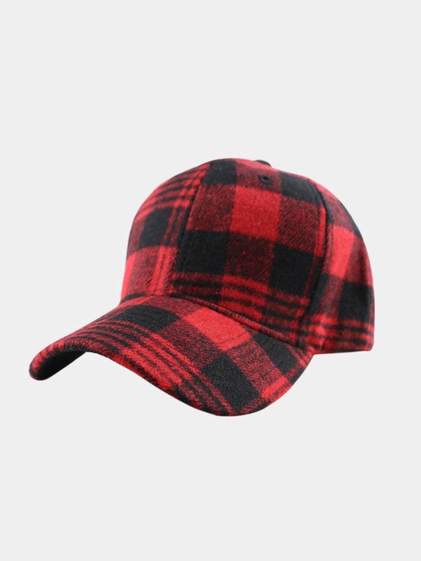 Adjustable Cotton Plaid Baseball Style Cap for Casual Wear