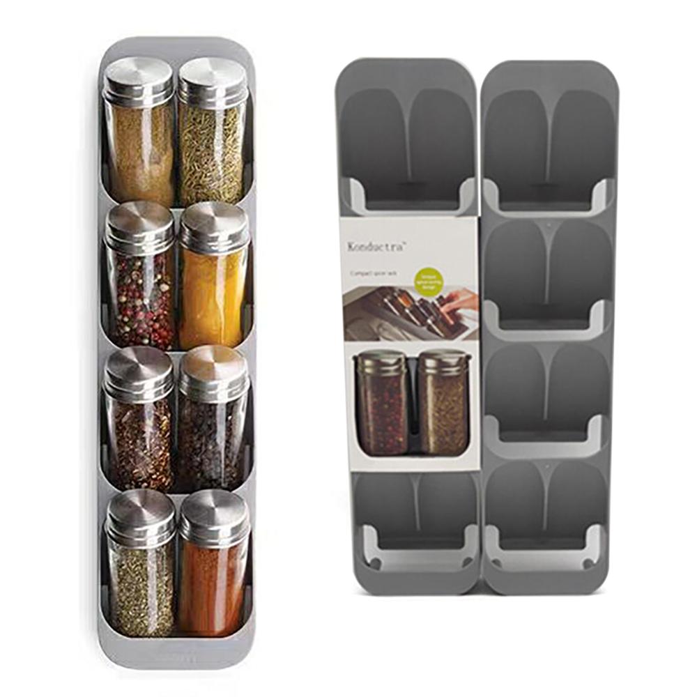 Eight-Slot Condiment Seasoning Bottle Storage Holder - 8 Grid Kitchen Organizer