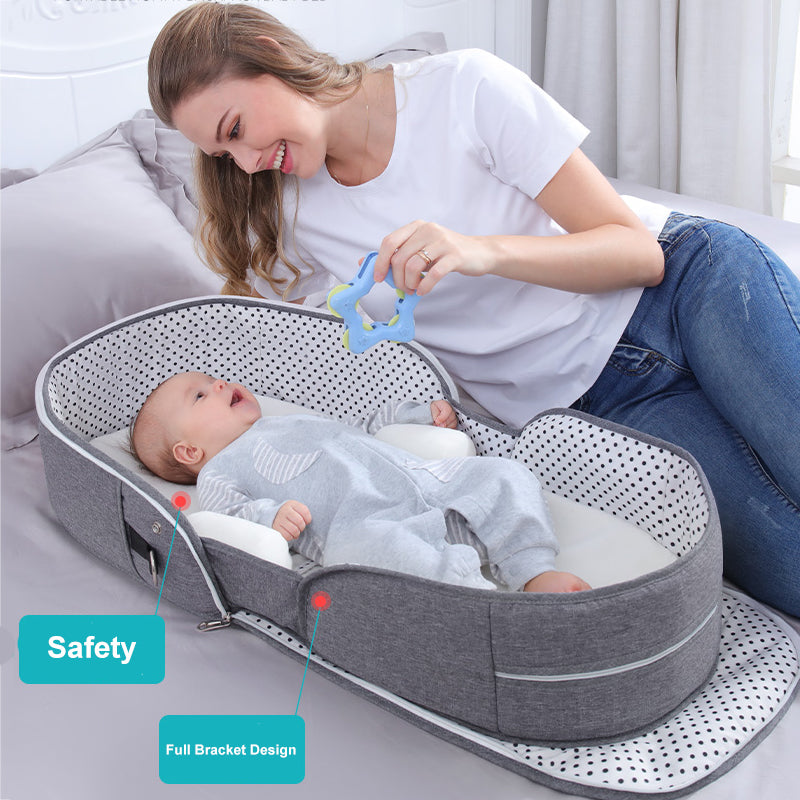 Portable and Removable Folding Baby Crib with Mammy Bag for Infants