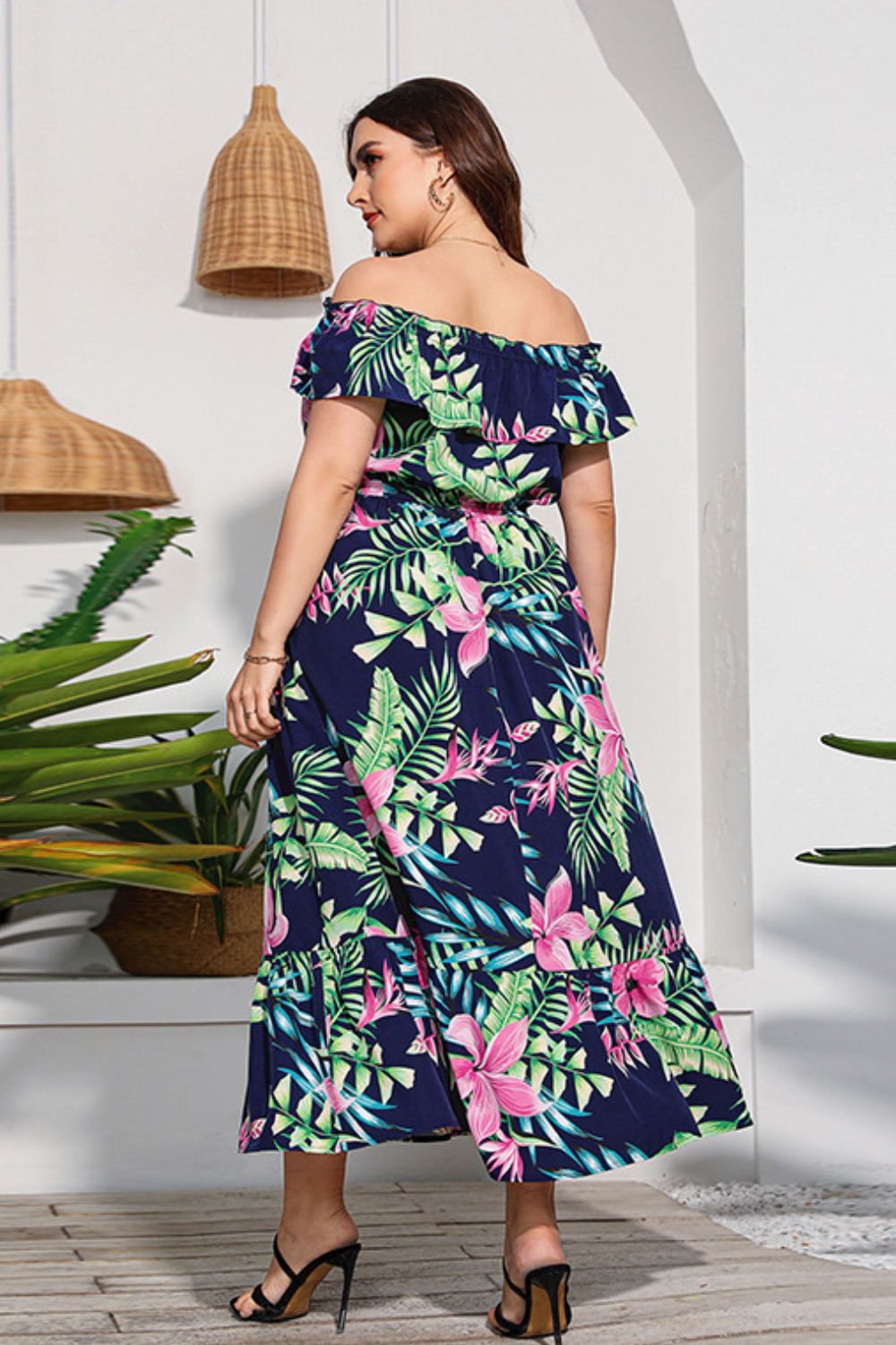 Full-Size Floral Off-Shoulder Long Maxi Dress for Casual and Vacation Wear