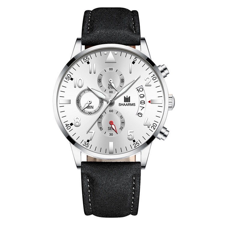 Fashionable Men's Stainless Steel Buckle Wristwatch with Quartz Movement