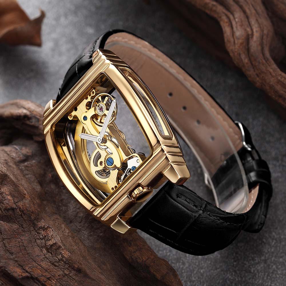 Gorben Luxury Men's Transparent Automatic Self - Winding Mechanical Wristwatch
