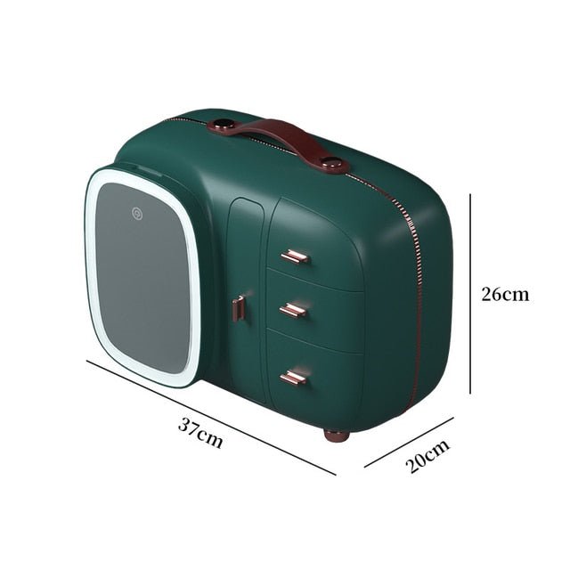 High-End Quality Makeup Storage Case with LED Lighting and Fan - A Modern Desktop Make Up Organizer Drawer for Skincare, Lipstick, and Cosmetics Beauty Box