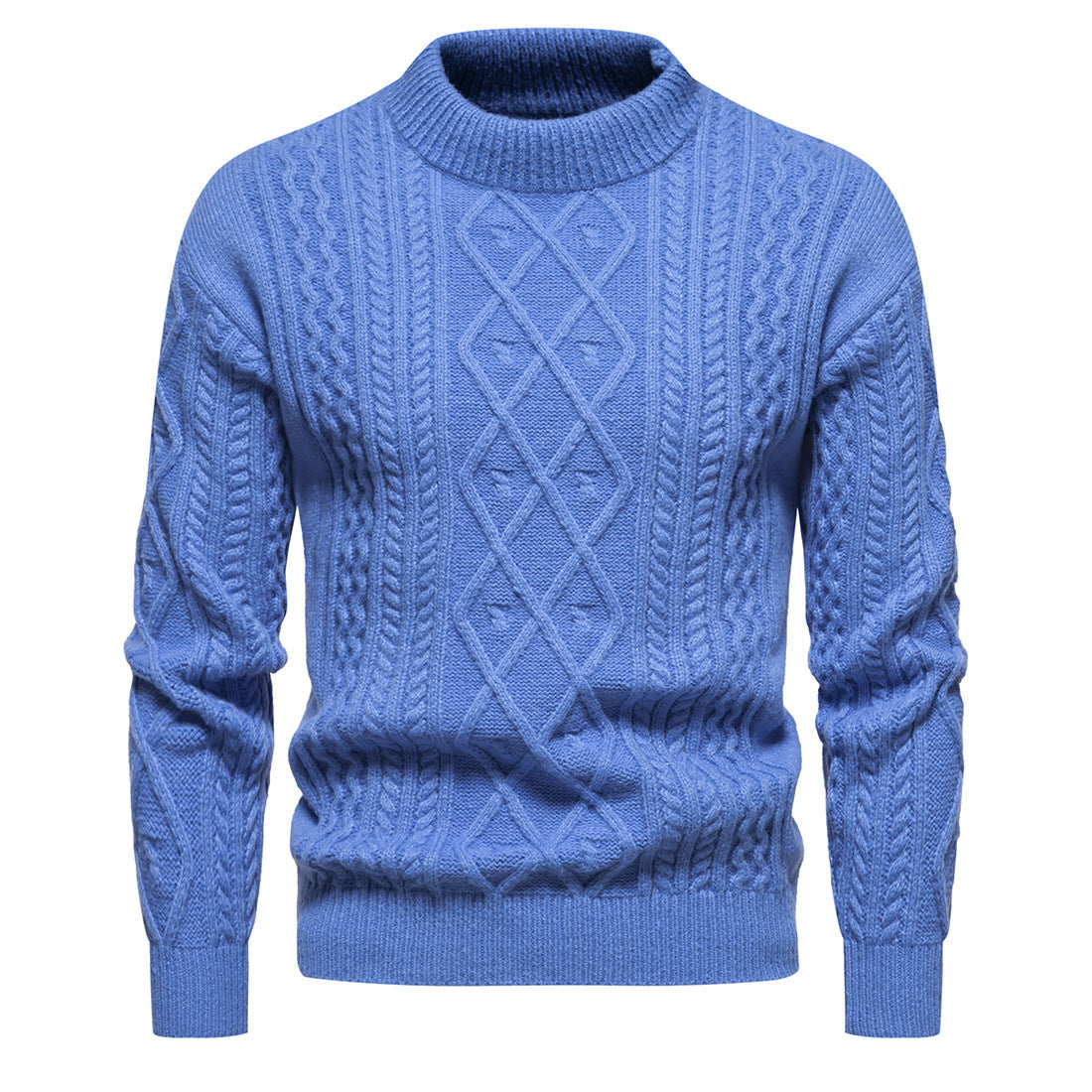 Men's Thickened Solid Color Round Neck Pullover Sweater as Bottoming Shirt