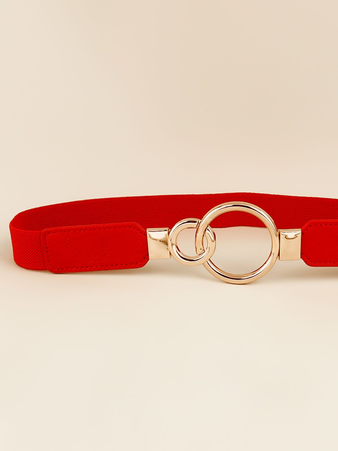 Elastic Double Ring Buckle PU Fashion Belt for Men and Women