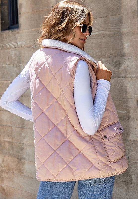 Soft Fuzzy Zip - Up Vest with Convenient Pockets