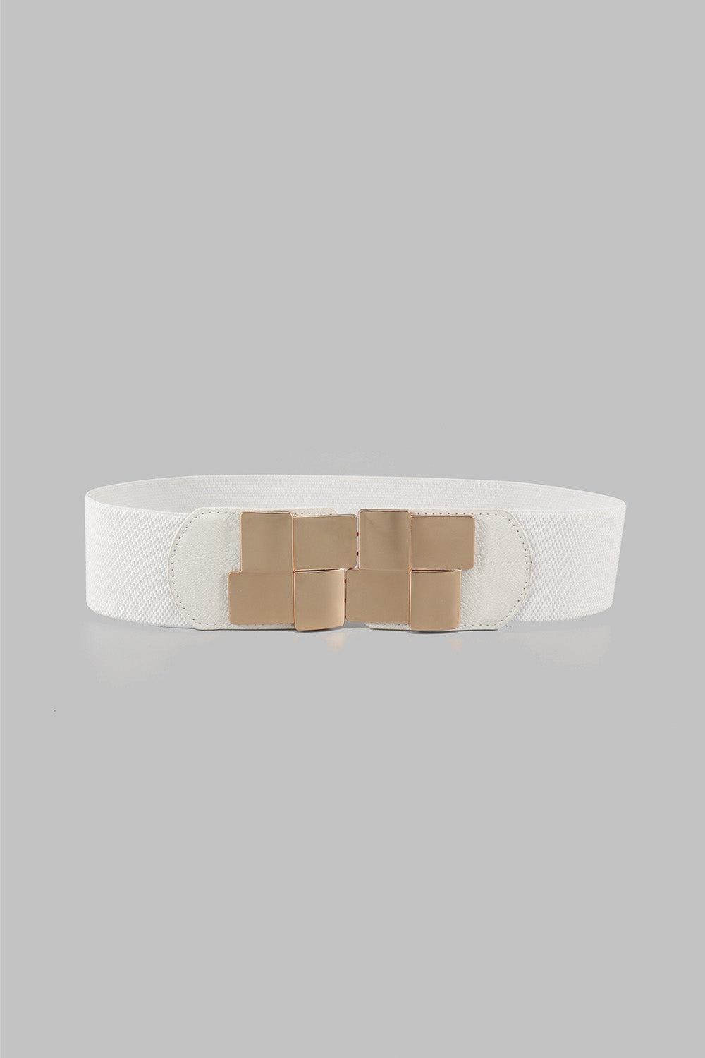 Fashionable Geometric Design Zinc Alloy Buckle Elastic Wide Waist Belt for Men and Women