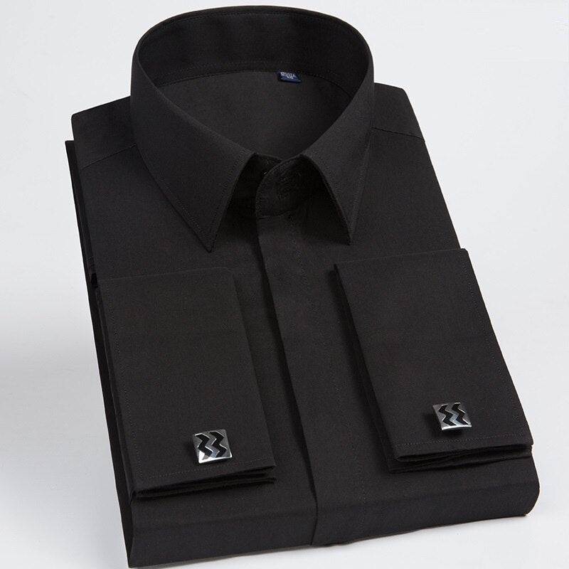 Men's Long Sleeve Turn-down Collar Solid Patchwork Button-down Casual Shirt