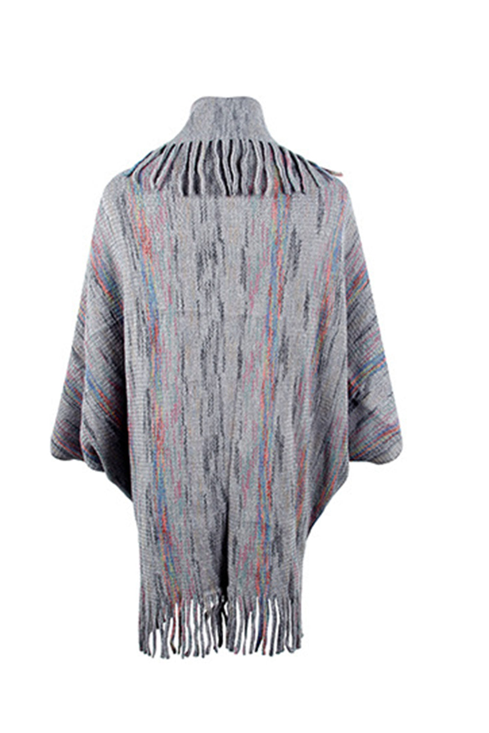 Printed Poncho with Stylish Fringe Detail