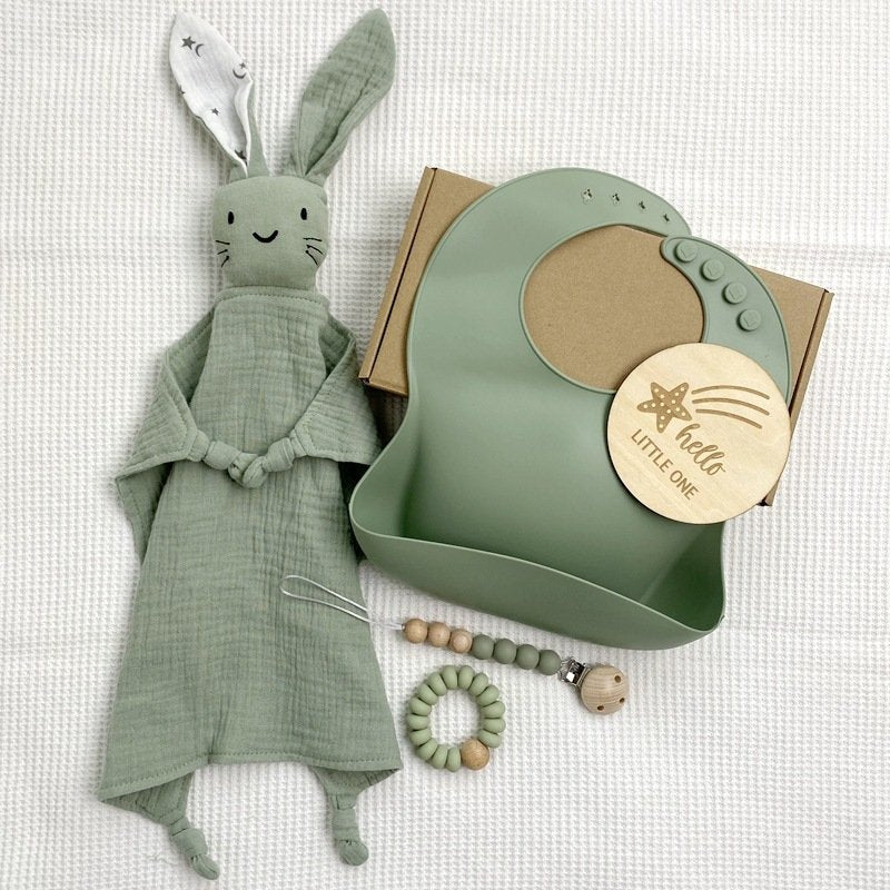 Adorable Solid - Color Cotton Baby Comfort Blanket Set